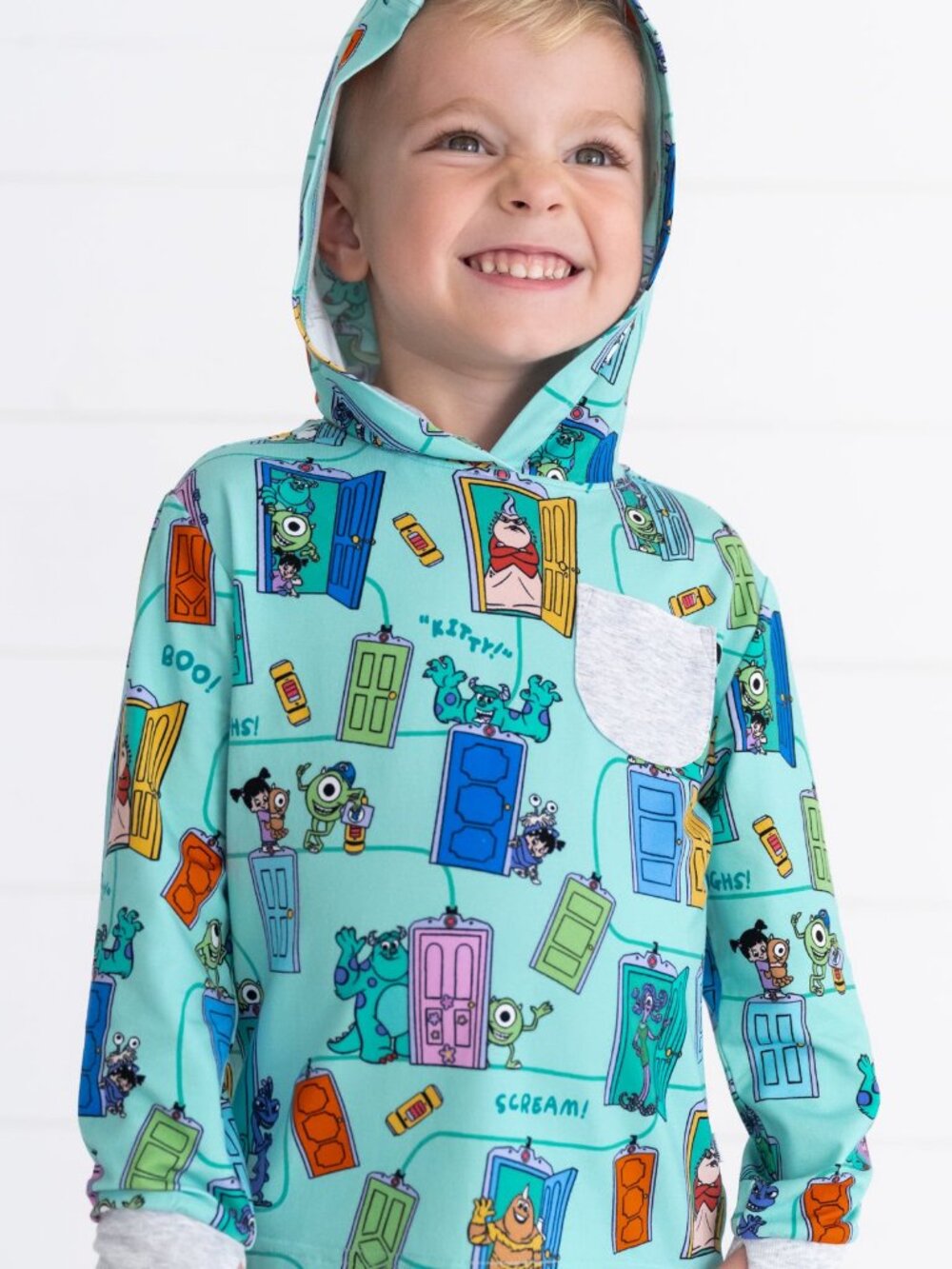 NWT Little Sleepies Disney Monsters Inc Scream Team Relaxed Hooded Tee Size 6